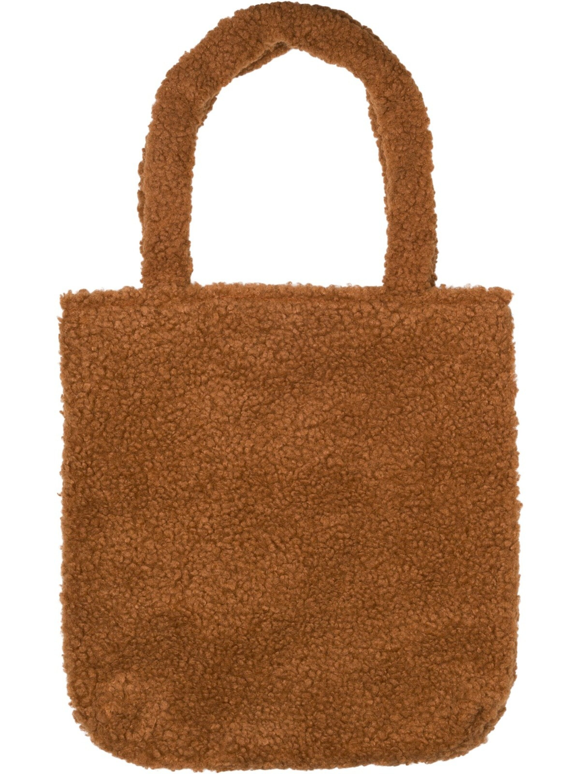 styleBREAKER Schultertasche 'Teddyfell Beuteltasche'‌‌‌‌‌ in Braun: Vorderseite
