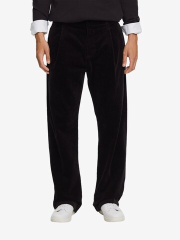 ESPRIT Loose fit Pleat-Front Pants in Black: front