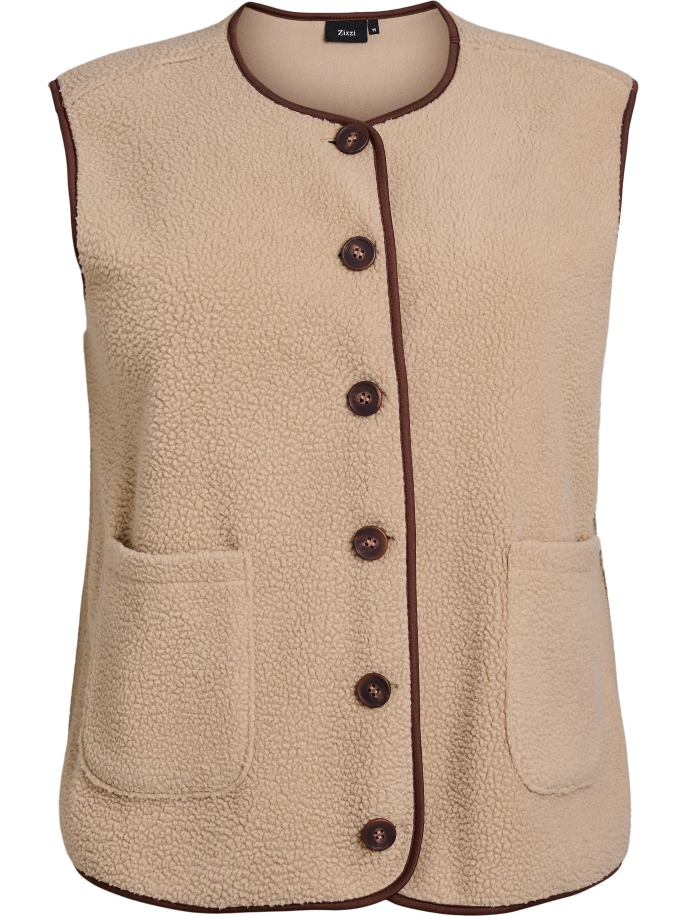 Zizzi Vest 'MTEA' in Beige: front