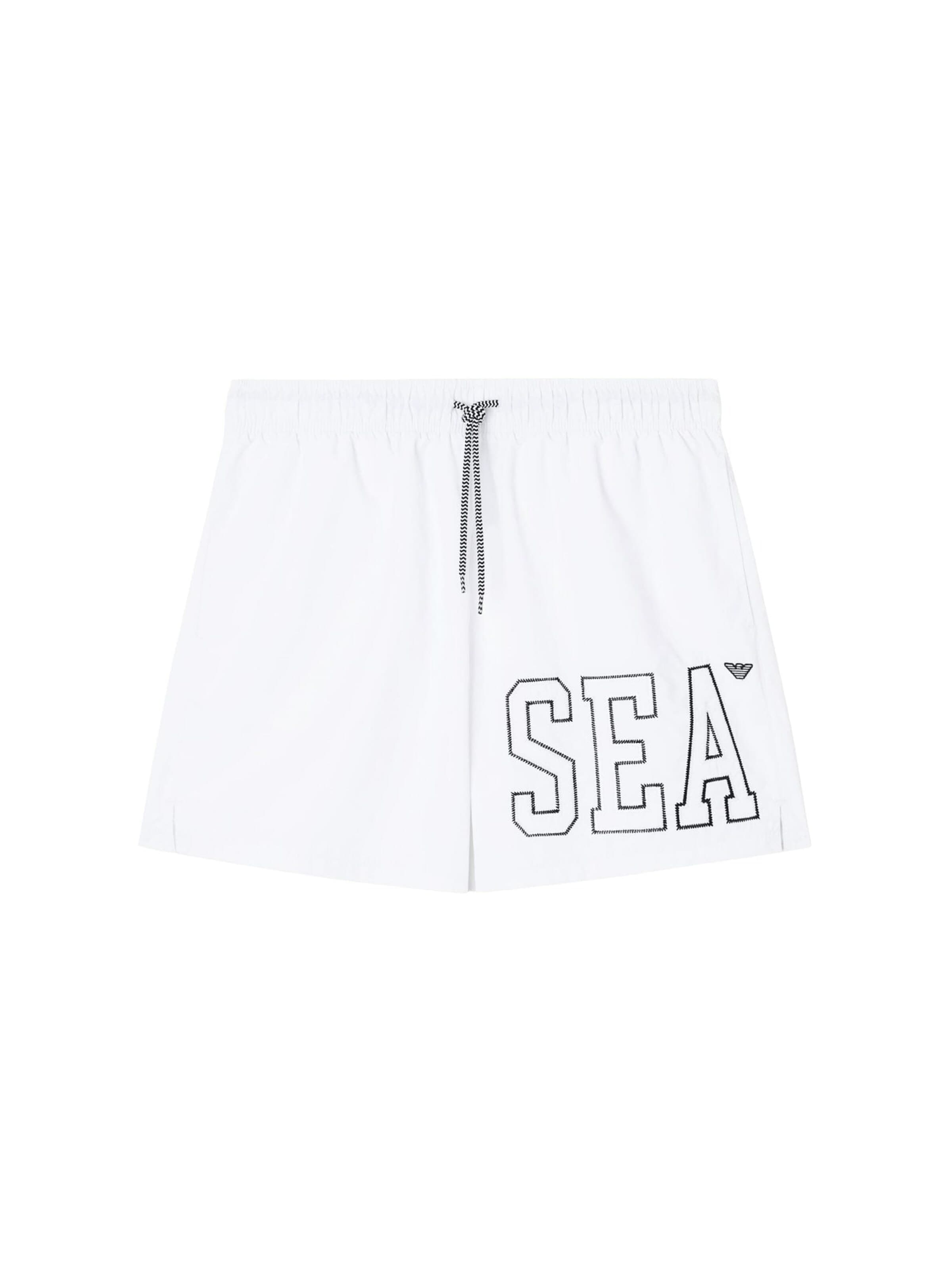 Shorts de bain 'Men's SEA Logo Swim Shorts' Emporio Armani en blanc