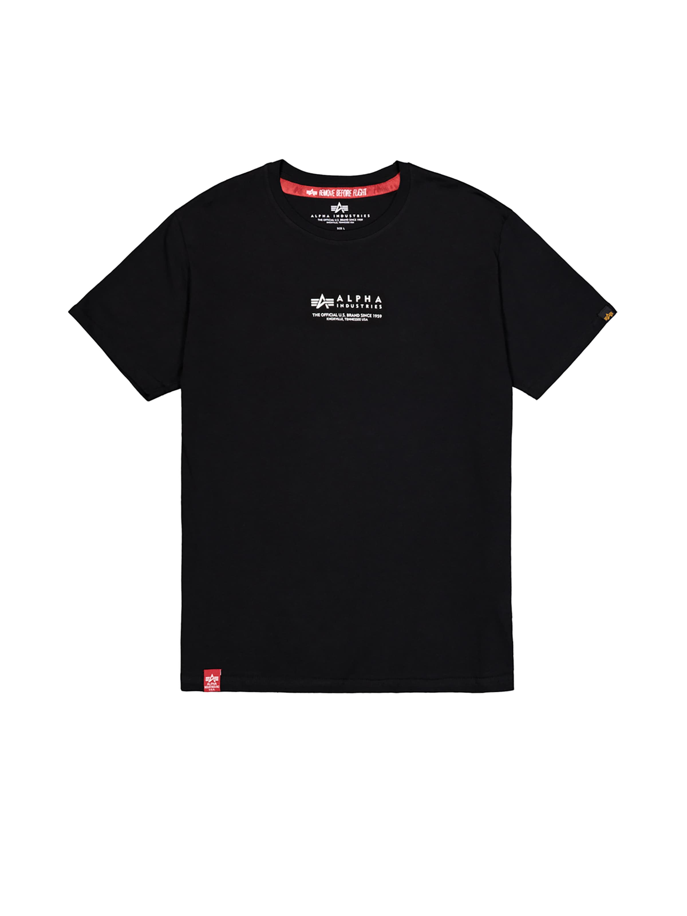 ALPHA INDUSTRIES Shirt 'Alpha Wording'‌‌‌‌‌‌‌ in Schwarz: Vorderseite