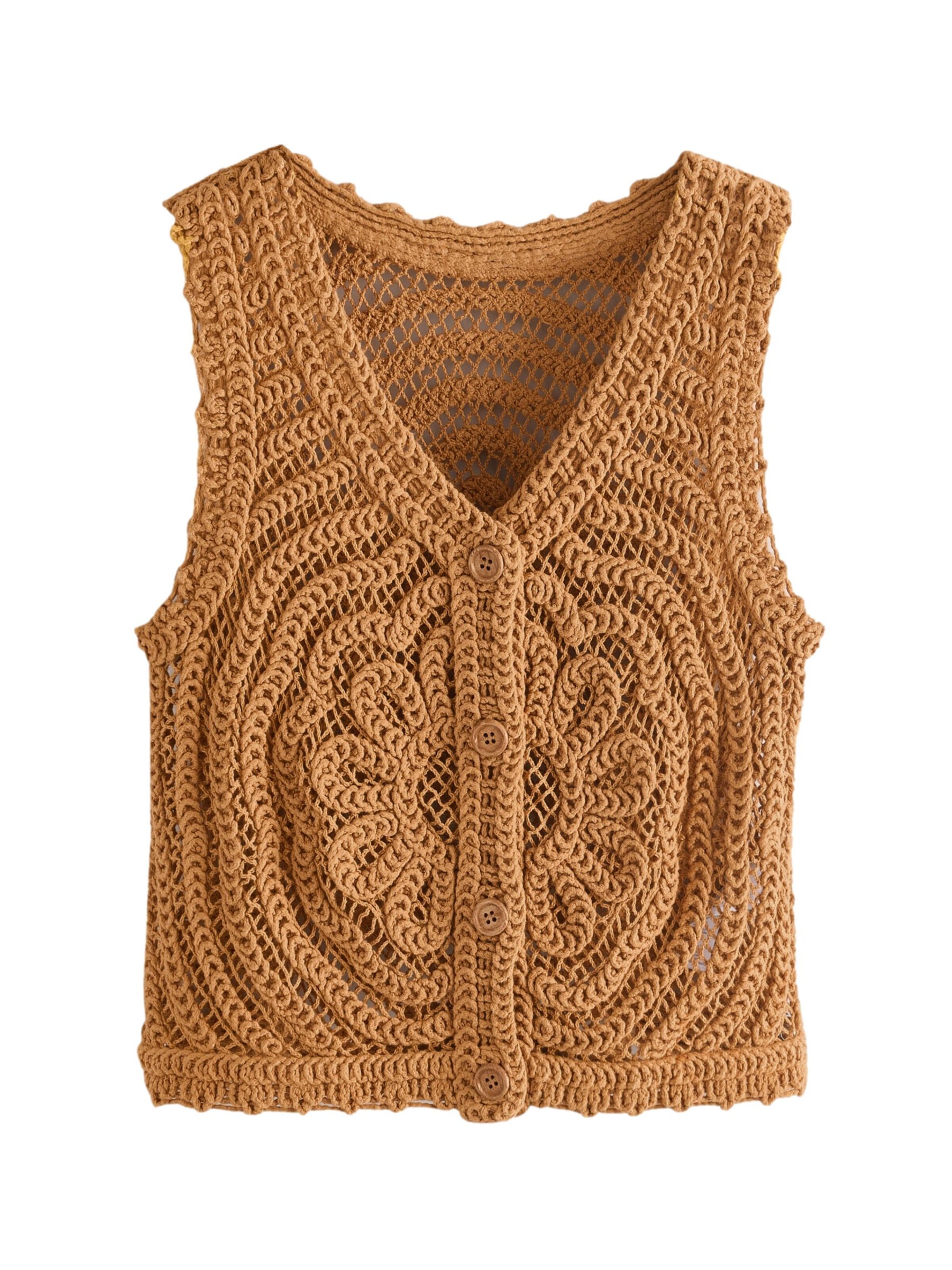 Next Πλεκτό γιλέκο σε μπεζ: μπροστά