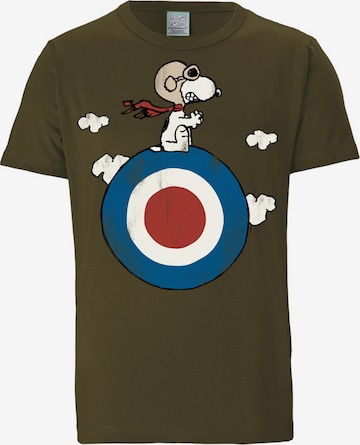 LOGOSHIRT Shirt 'Peanuts - Snoopy' in Green: front