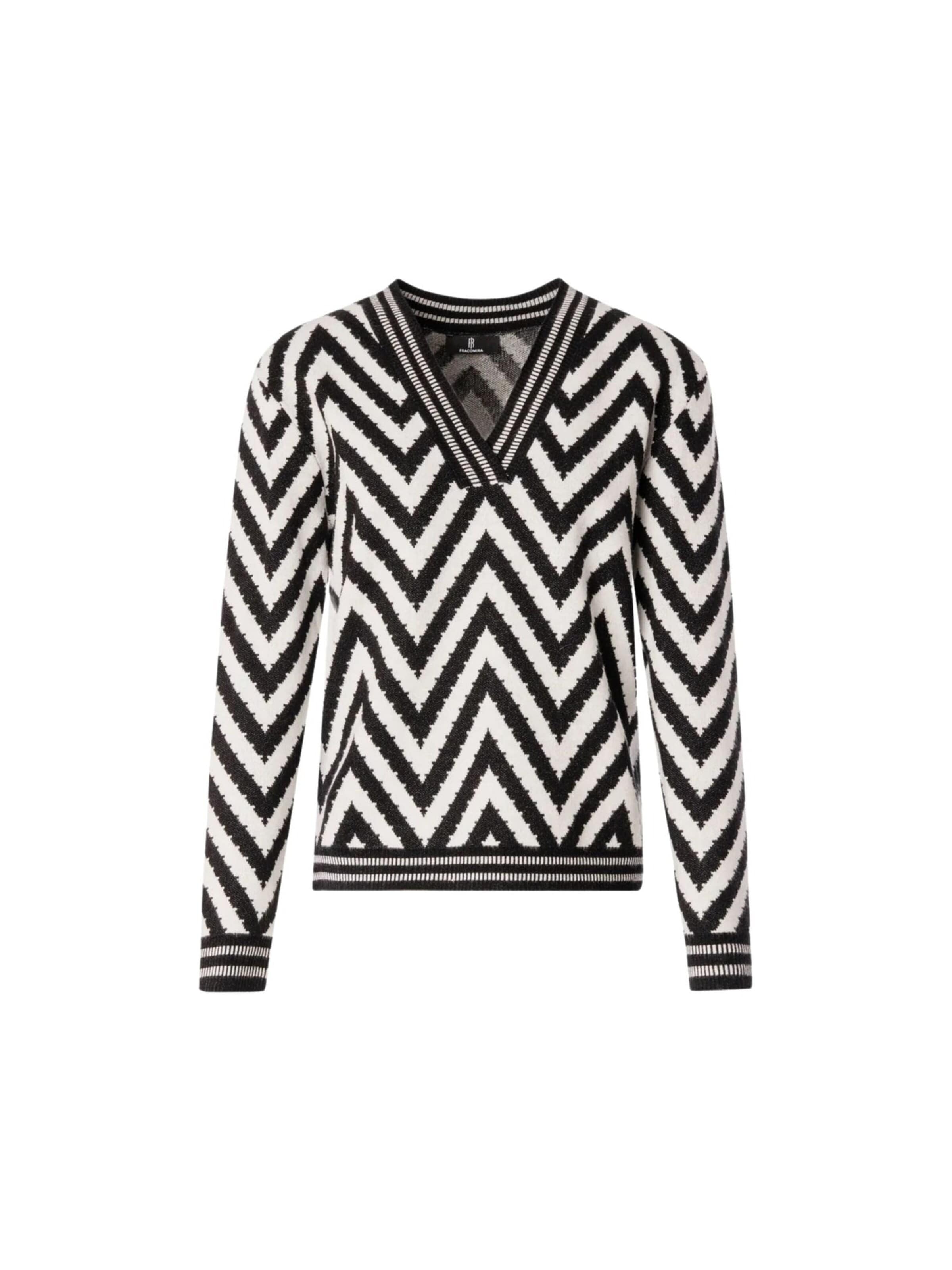 Fracomina Sweater 'Regular fit herringbone jacquard sweater' in White: front
