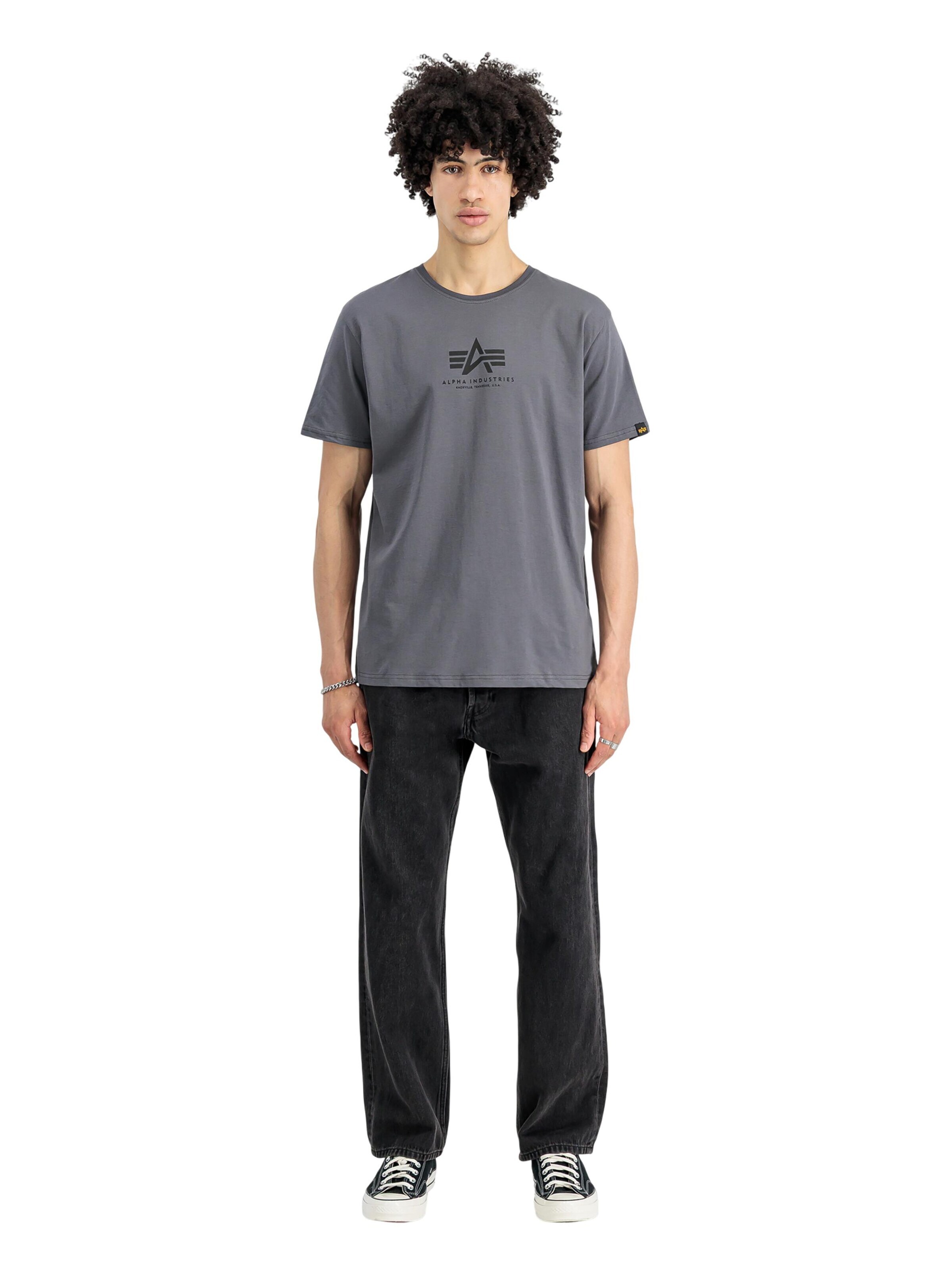 ALPHA INDUSTRIES Shirt 'Basic Mid Logo' in Grey