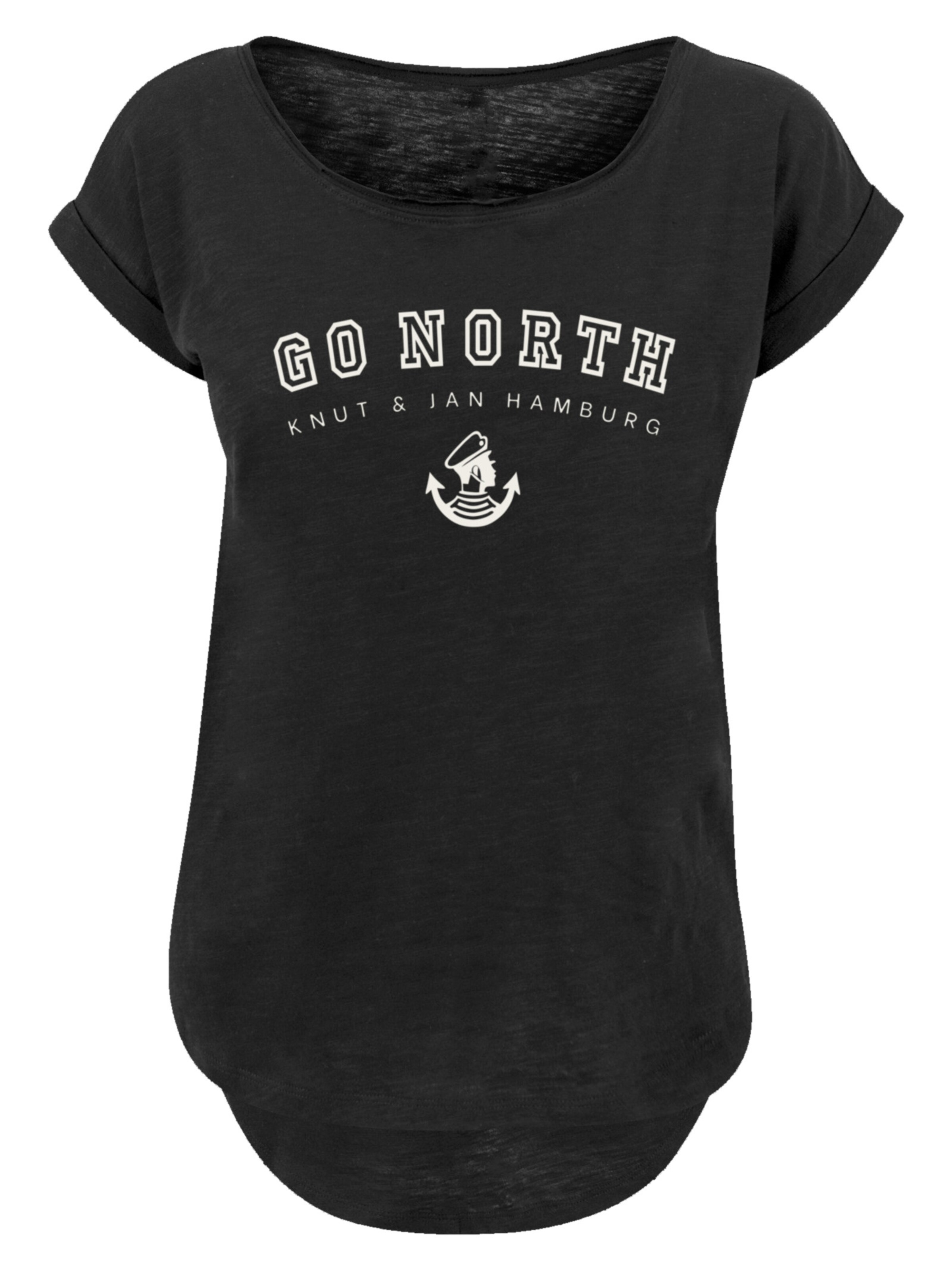 F4NT4STIC Shirt 'Go North Knut & Jan Hamburg' in Schwarz: Vorderseite