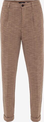 Antioch Tapered Pleat-Front Pants in Brown: front