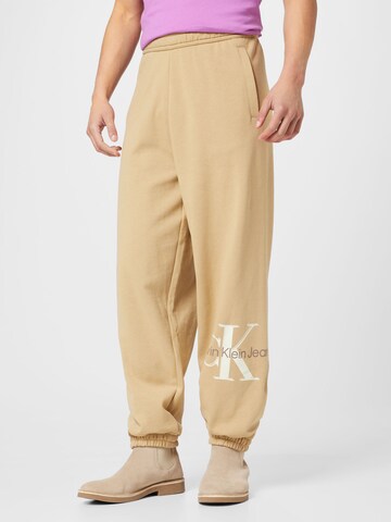 Calvin Klein Jeans Tapered Trousers in Beige: front