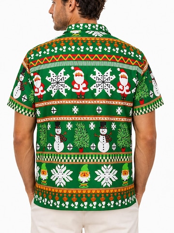 King Kameha - Ajuste regular Camisa 'Christmas Rows' en verde