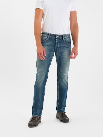 Coupe slim Jean Le Temps Des Cerises en bleu : devant