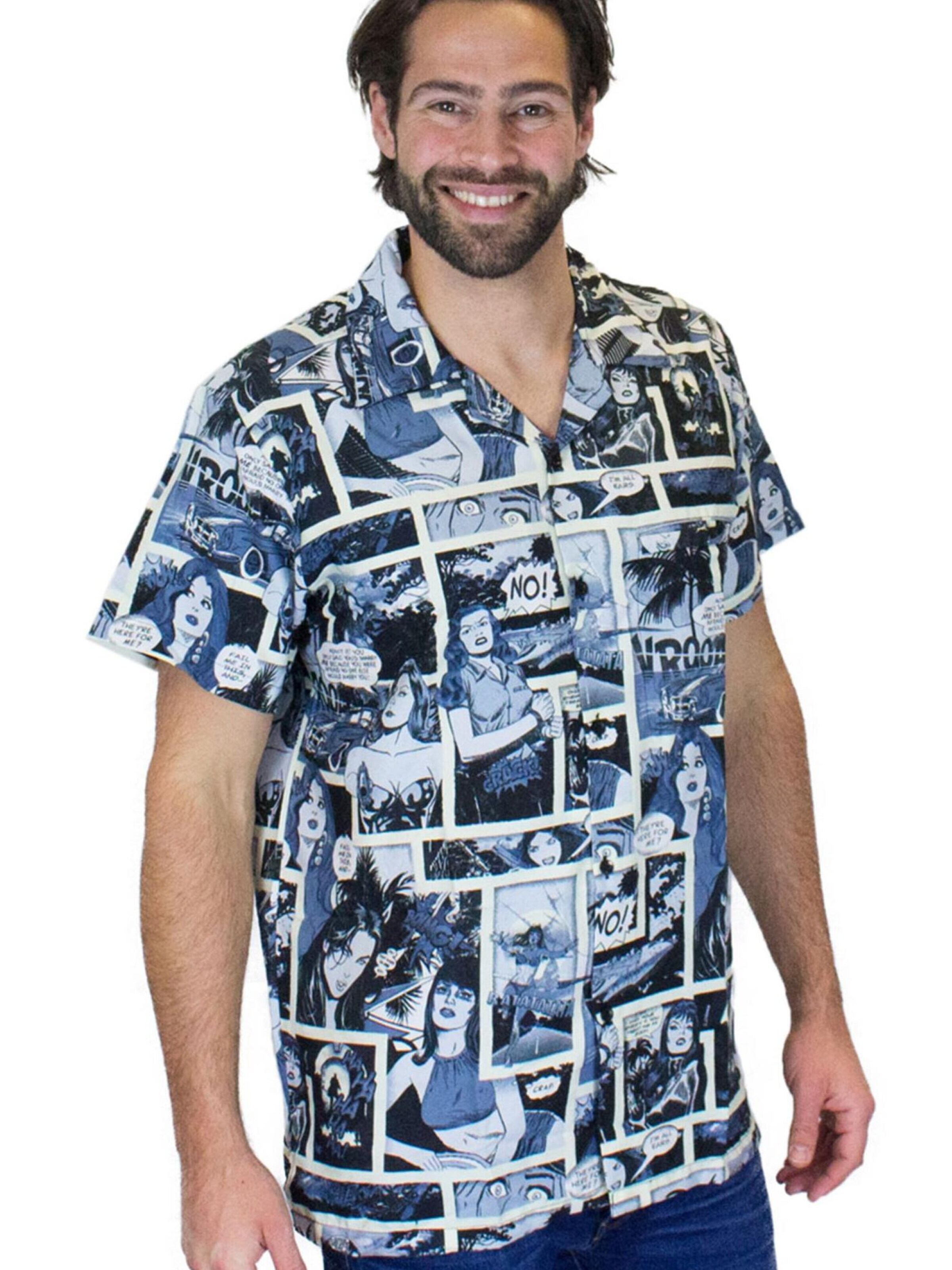 King Kameha Shirt 'Comic' in Zwart