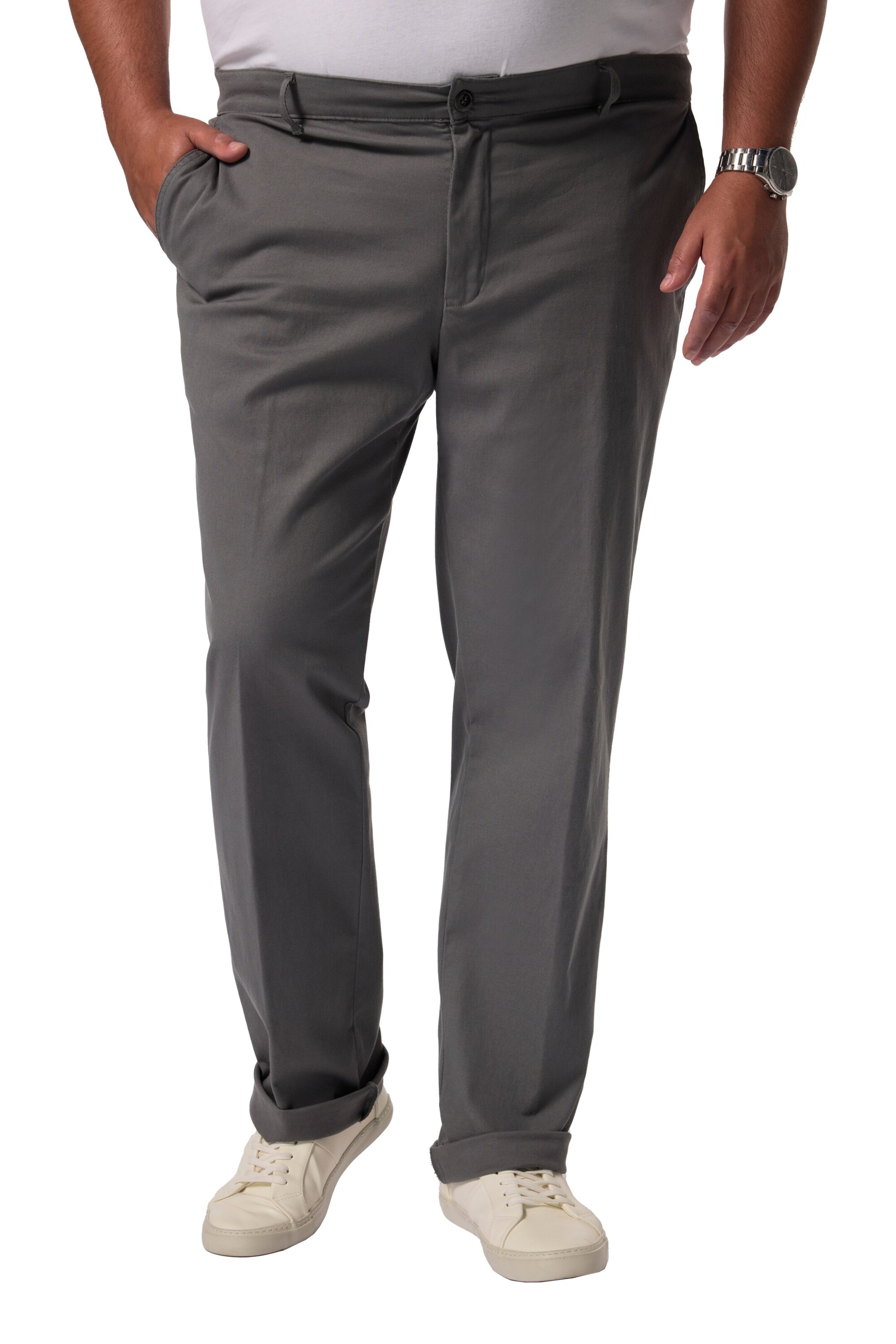 Men Plus Regular Chino trousers in Grey: front