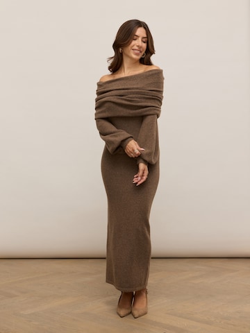 noar studios Knit dress 'OFF-SHOULDER KNIT' in Beige