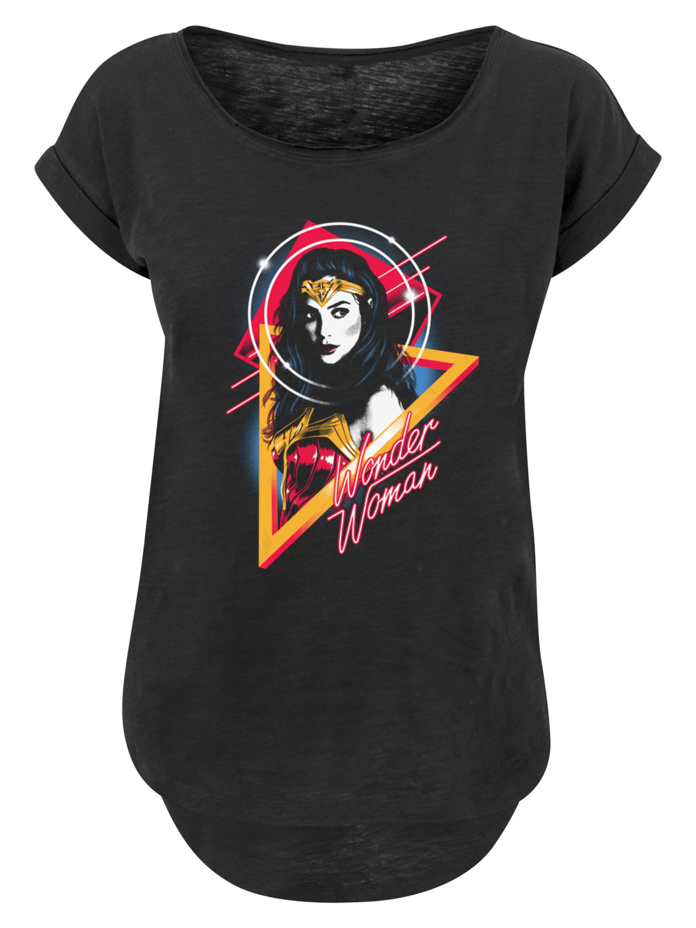 F4NT4STIC Shirt 'DC Comics Wonder Woman 84 Diana 80s Triangle' in Zwart: voorkant