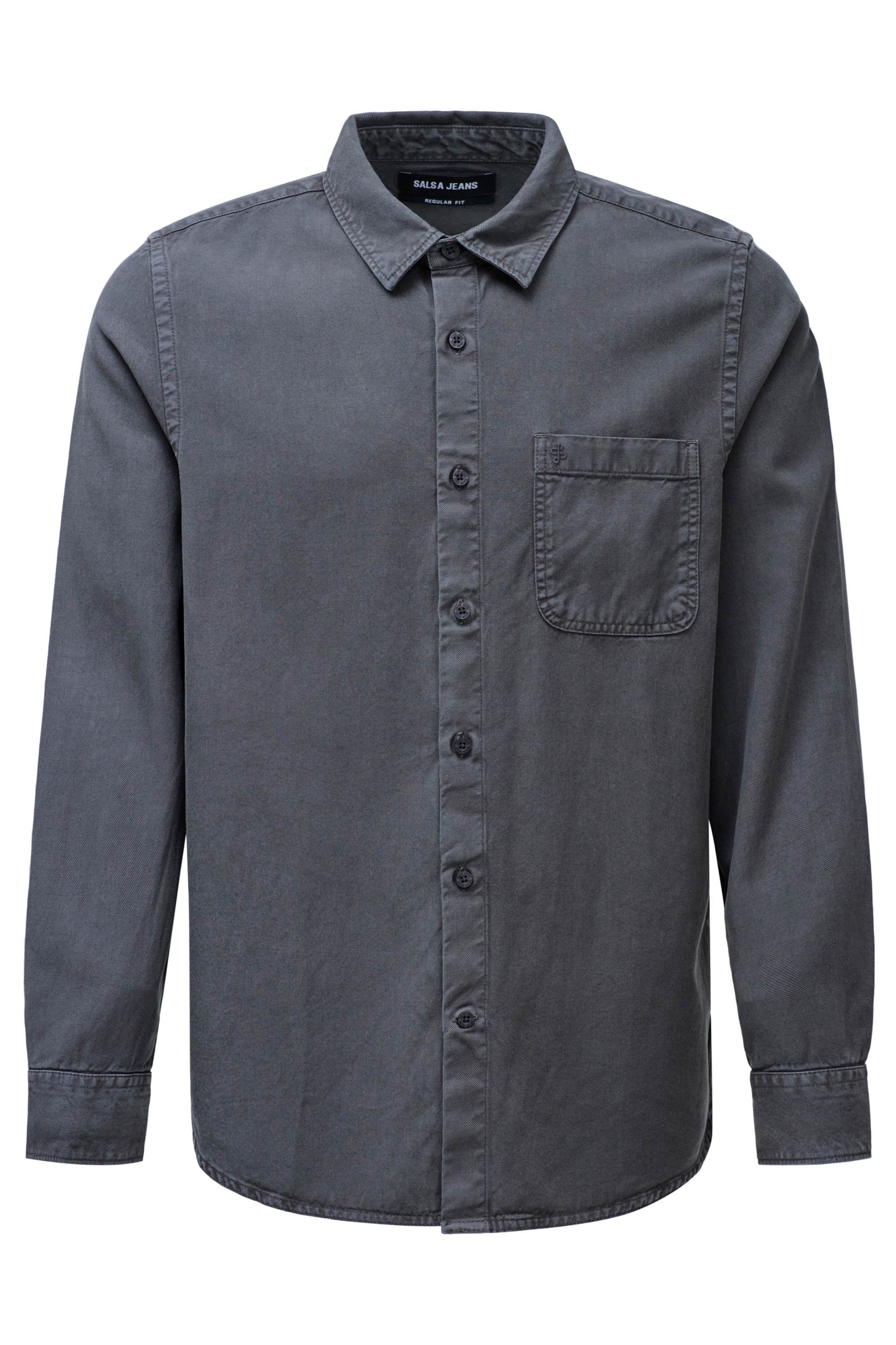 Coupe regular Chemise Salsa Jeans en gris : devant