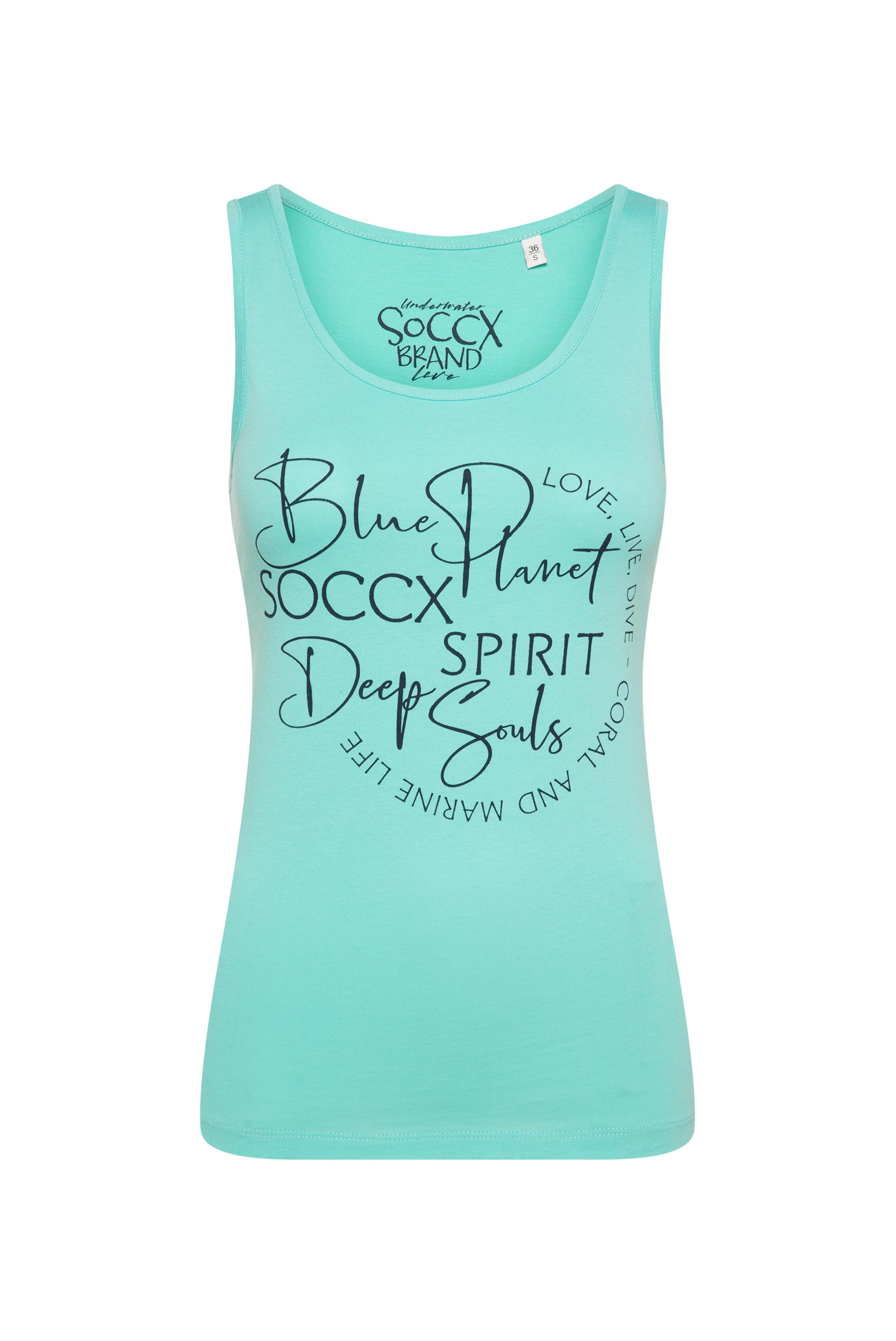 Soccx Top mit Label Print in Blau: Vorderseite