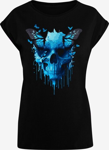 F4NT4STIC Shirt 'Totenkopf mit Schmetterling' in Zwart: voorkant