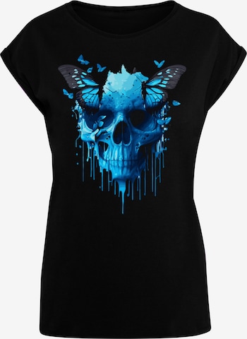 F4NT4STIC T-Shirt 'Totenkopf mit Schmetterling' in Schwarz: predná strana