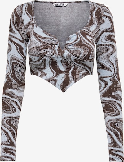 NEON & NYLON T-Krekls 'LELOU', krāsa - opālisks / tumši brūns, Preces skats