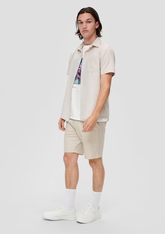 QS Slim fit Overhemd in Beige