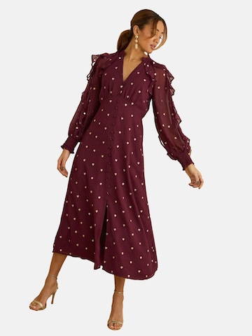 Abito camicia di love & roses in rosso: frontale