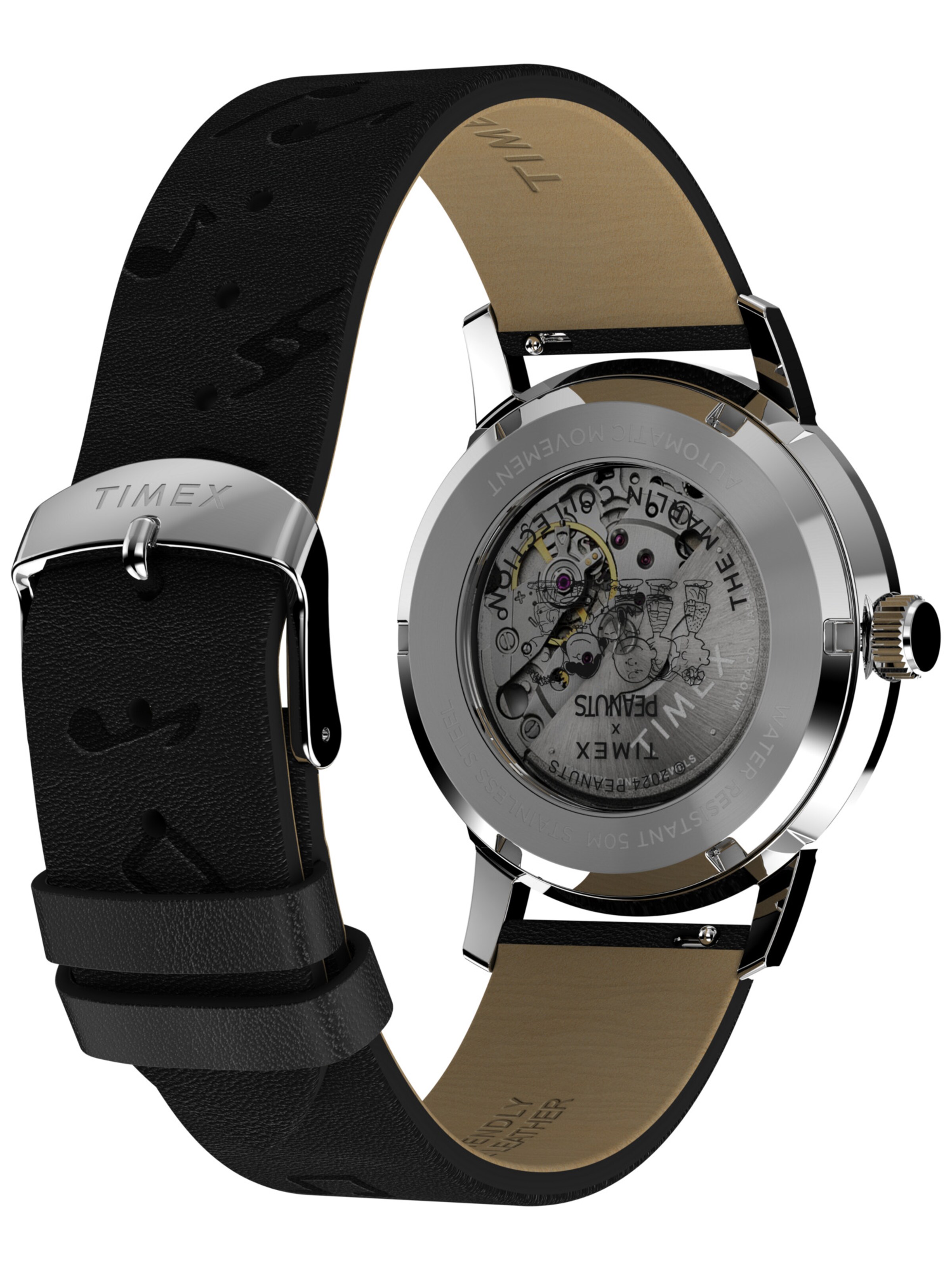 TIMEX Analoog horloge 'Marlin Automatic x Peanuts Saxophonist' in Zwart