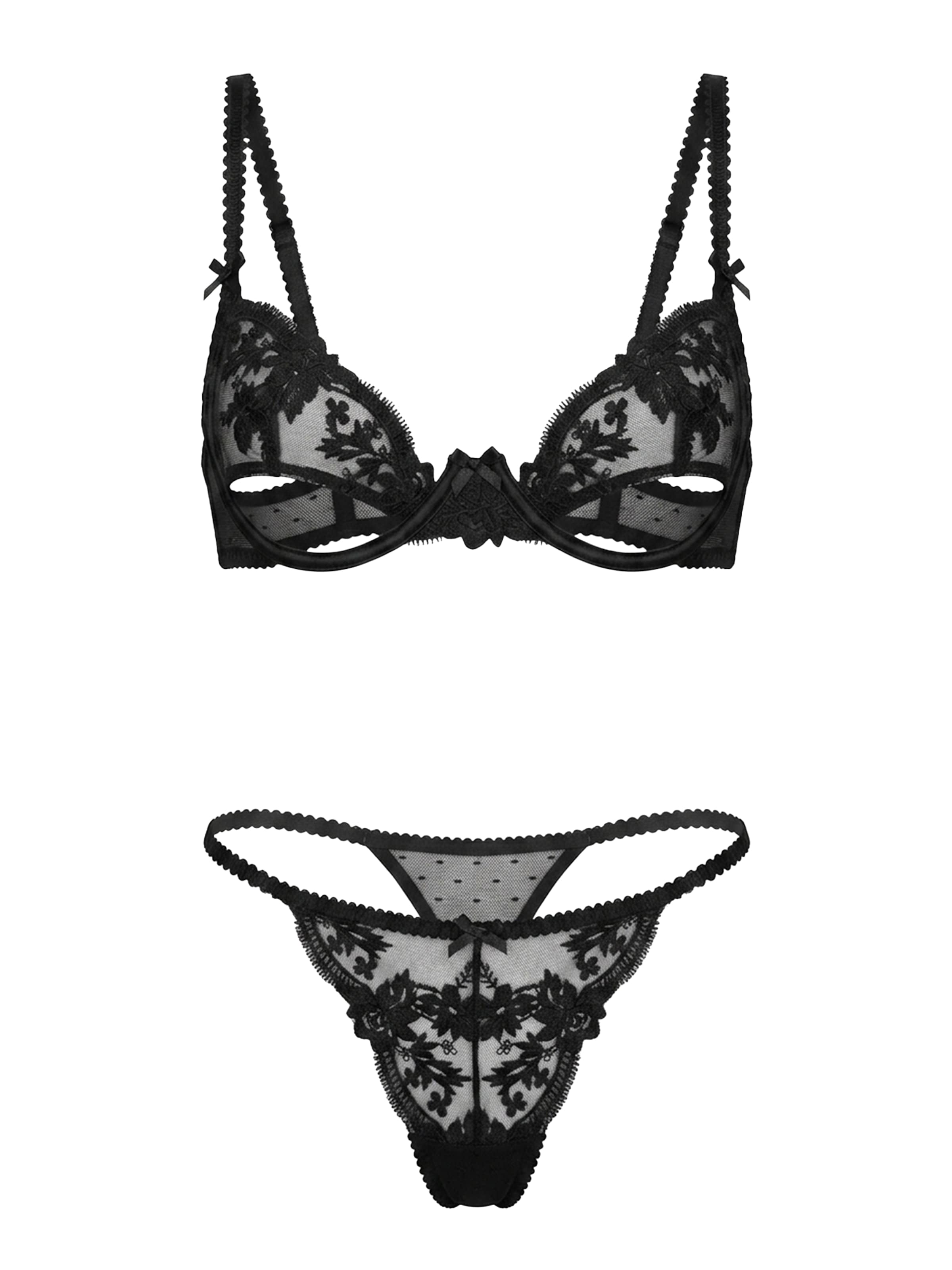 Balconcino Set di biancheria 'Eleganza' di L.BEV in nero: frontale