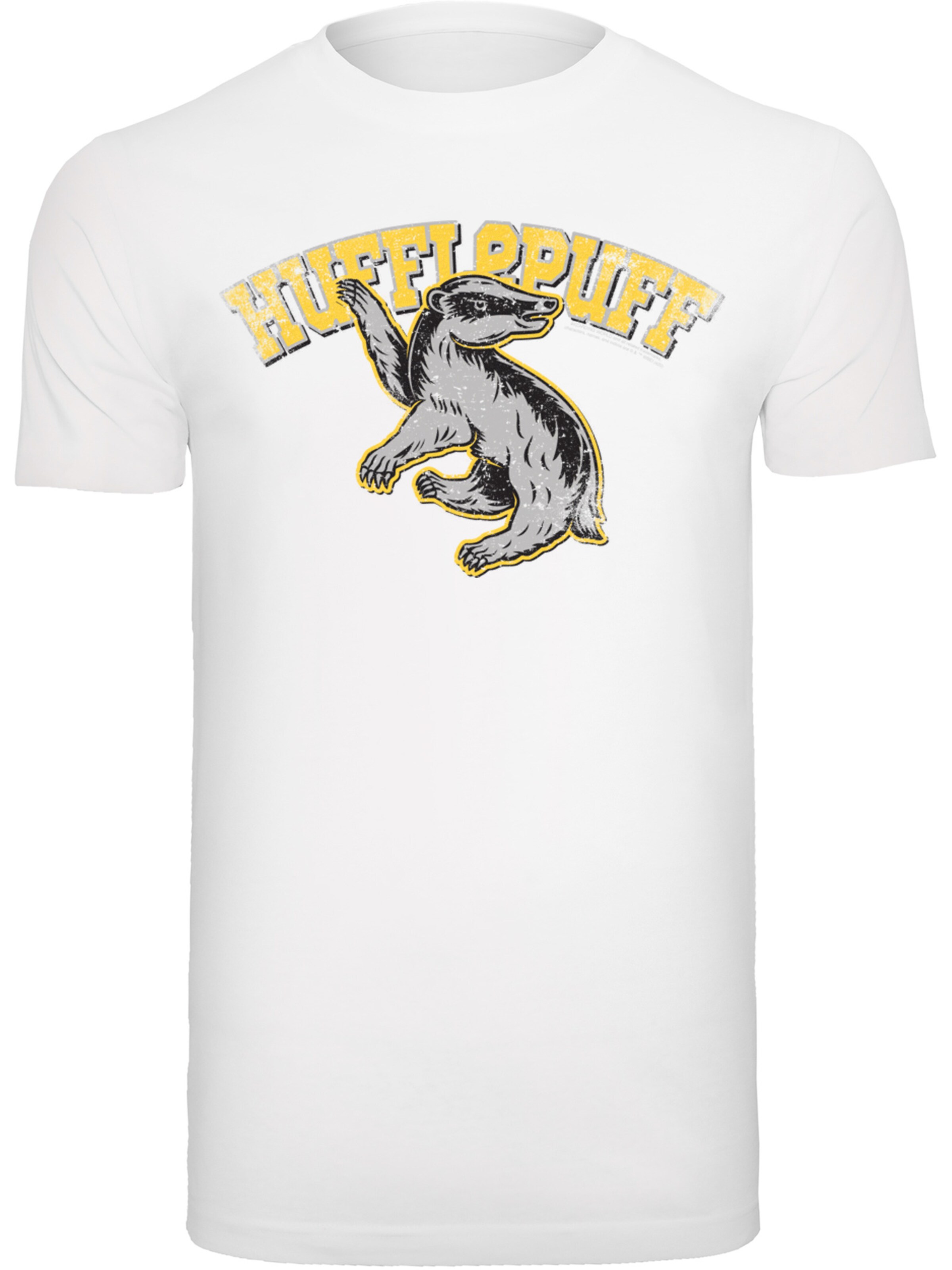 T-Shirt 'Harry Potter Hufflepuff Sport Emblem' F4NT4STIC en blanc : devant