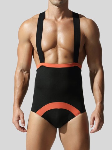 TAUWELL Sports Suit 'Wrestling Singlet' in Black: front