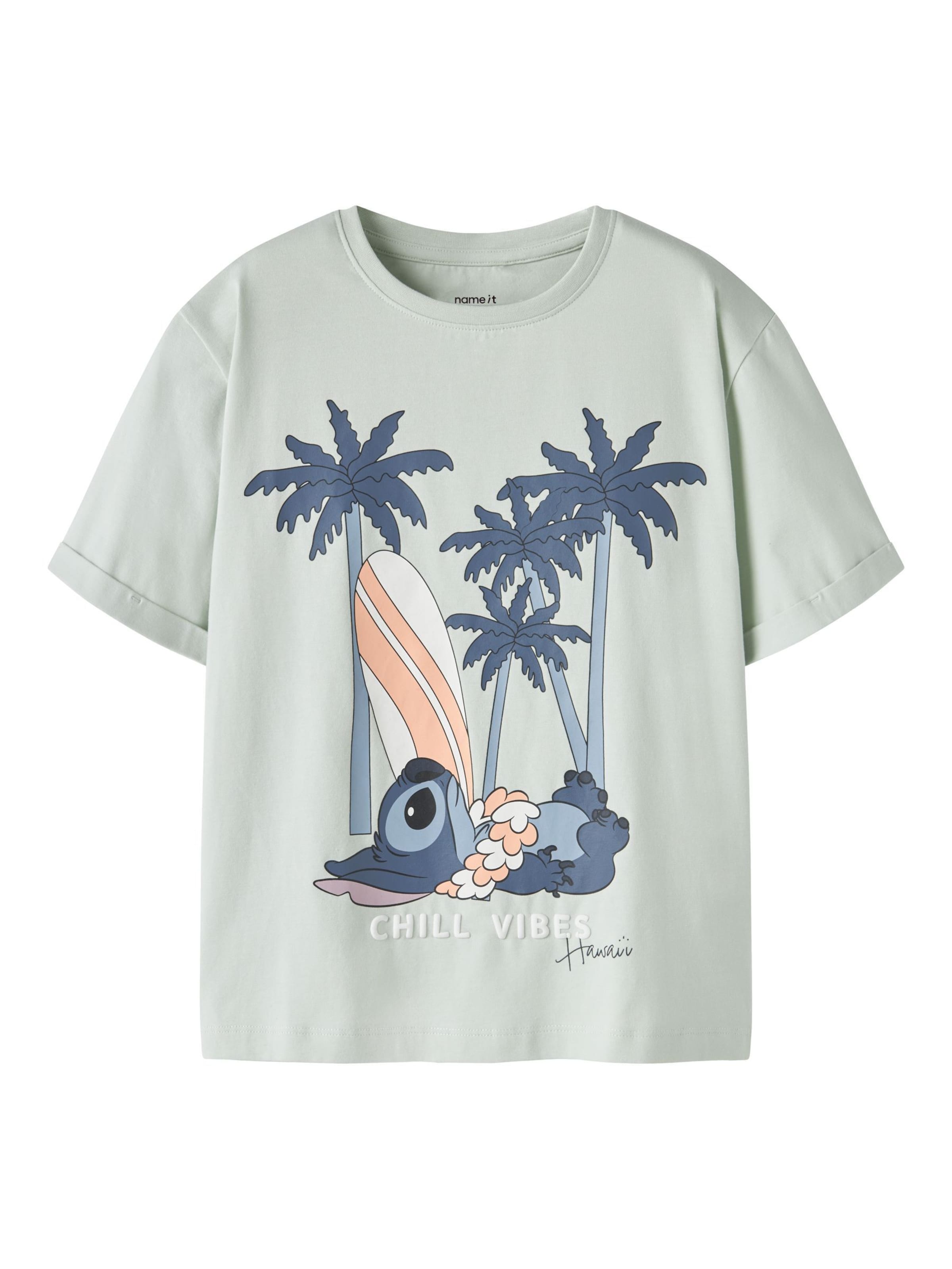 NAME IT - Camiseta 'Stitch' en verde: frente