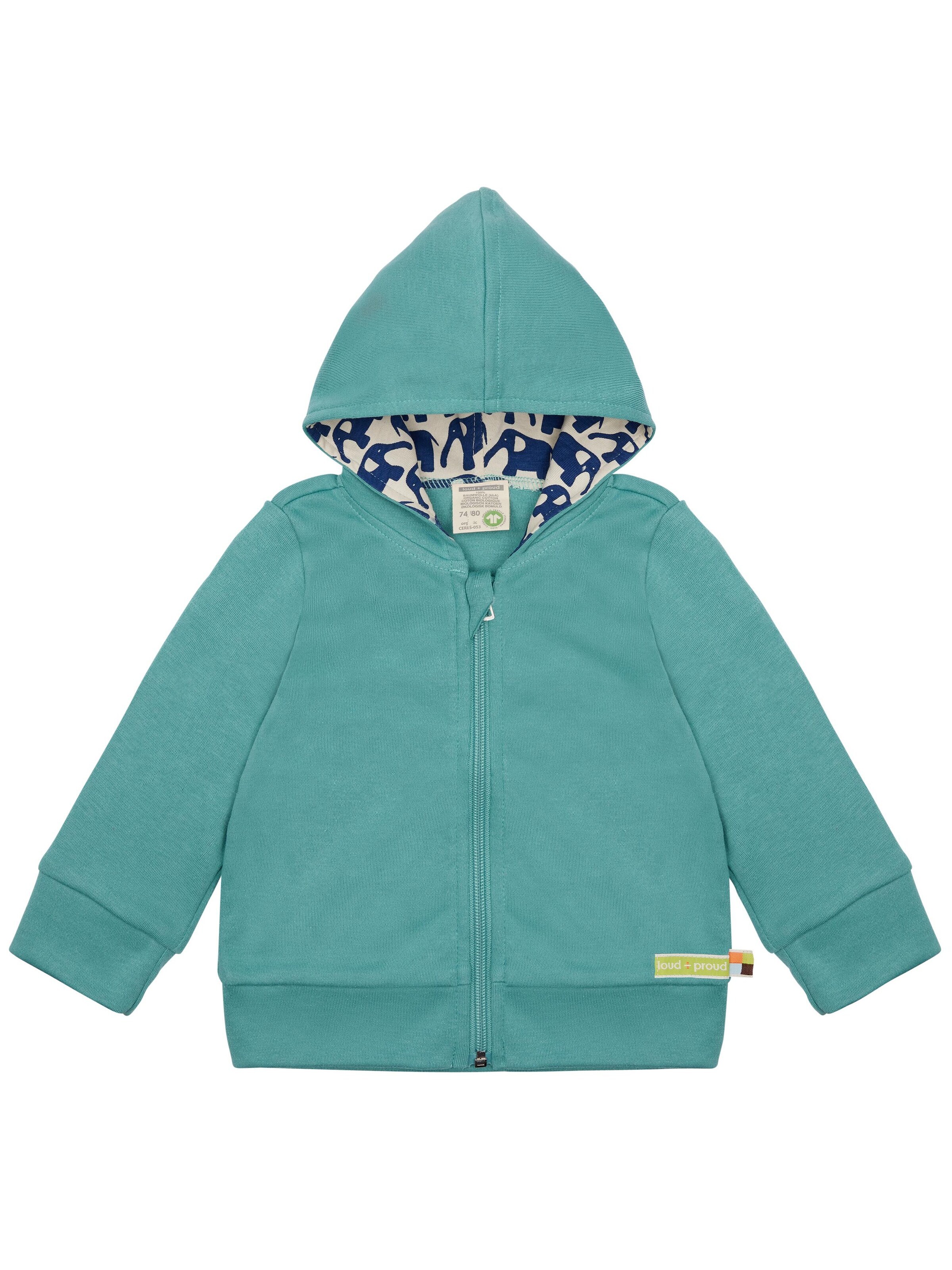 loud + proud Zip-Up Hoodie 'Interlock' in Green: front