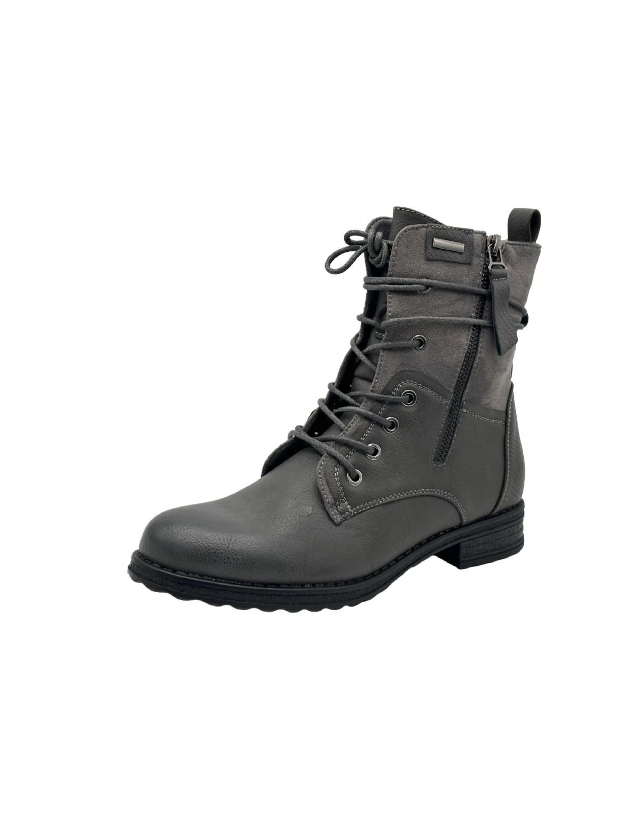 Nowaland Lace-Up Boots 'Damen Schnürboots mit Reißverschluss' in Grey: front