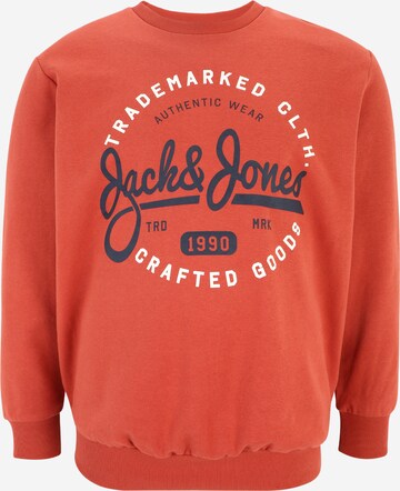 Sweat-shirt 'MIKK' Jack & Jones Plus en rouge : devant