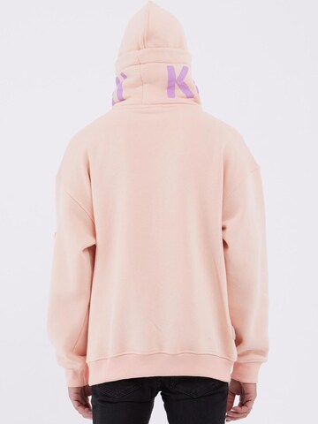 Koyumi Sweatshirt 'Oversize Hoodie mit hohem Kragen – Schwerer 3-Faden Stoff - Break your Neck' in Pink