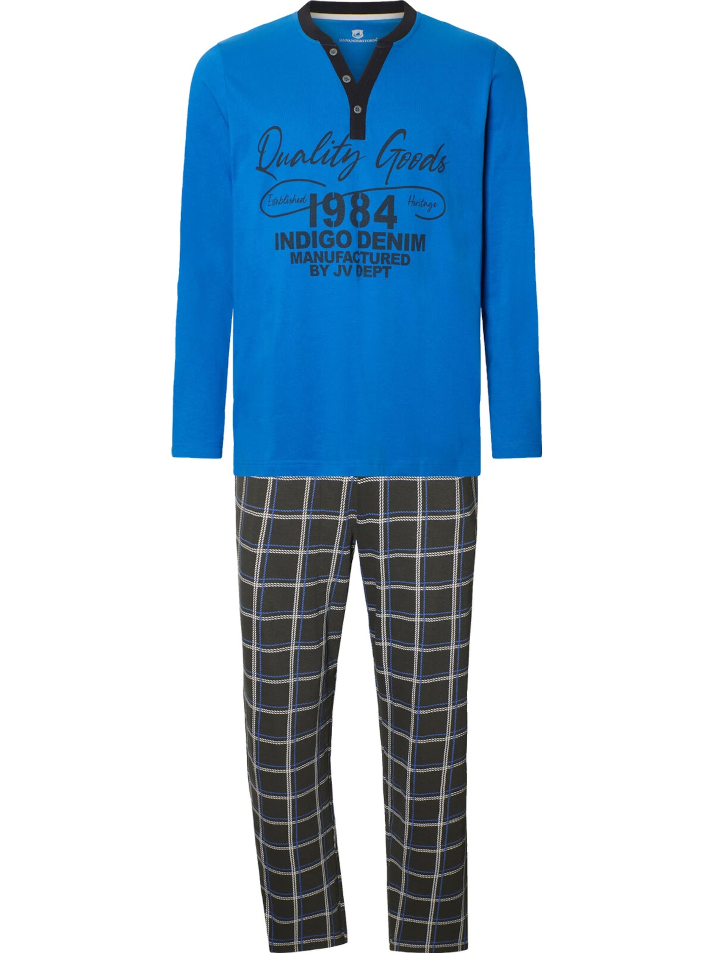 Jan Vanderstorm Long Pajamas ' Rolfheim ' in Blue: front