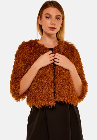 TOOche Between-Season Jacket 'Feder Frou-Frou' in Brown: front