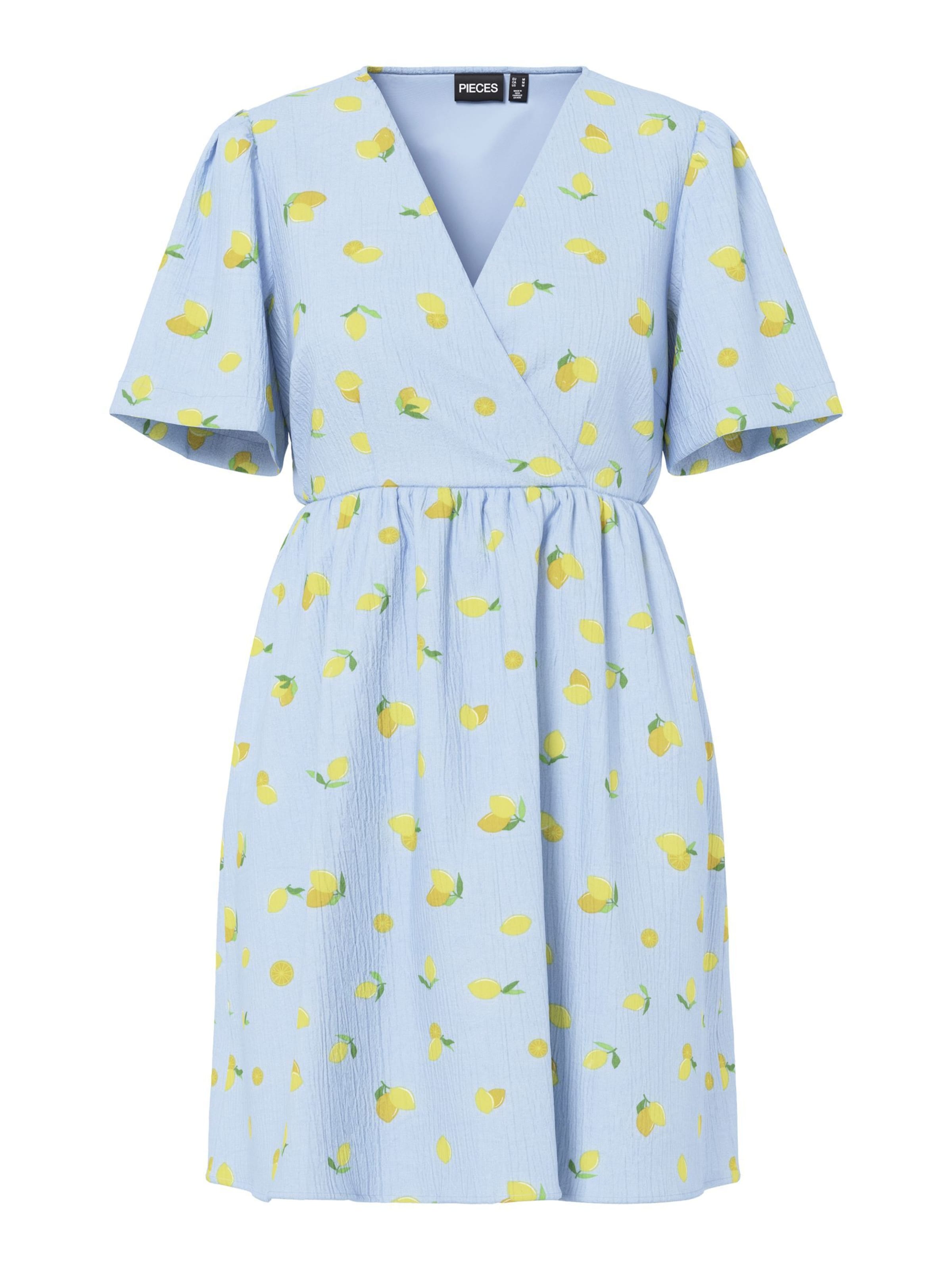 PIECES Kjole 'PCEmma' i lyseblå / gul / mørkegul / grøn, Produktvisning