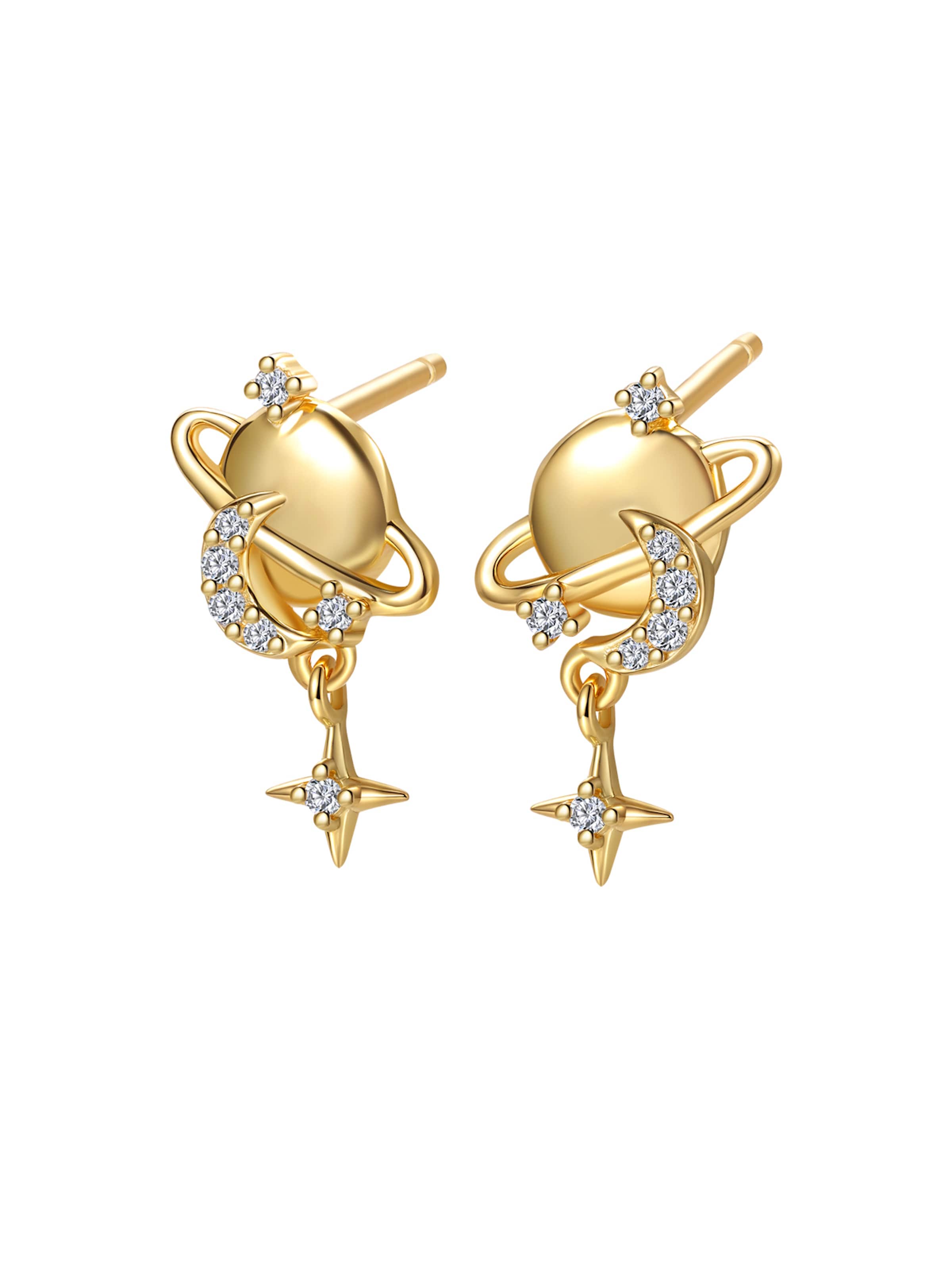 Hey Happiness Oorbellen 'Planet' in Goud: voorkant