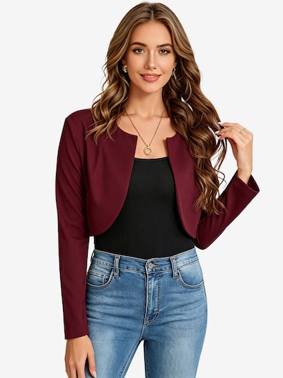 KoJooin Blazer 'Kurzer, leichter Damen-Cardigan mit Rundhalsausschnitt und langen Ärmeln – eleganter Überwurf'‌‌‌‌ in 36 in burgunder, Produktansicht