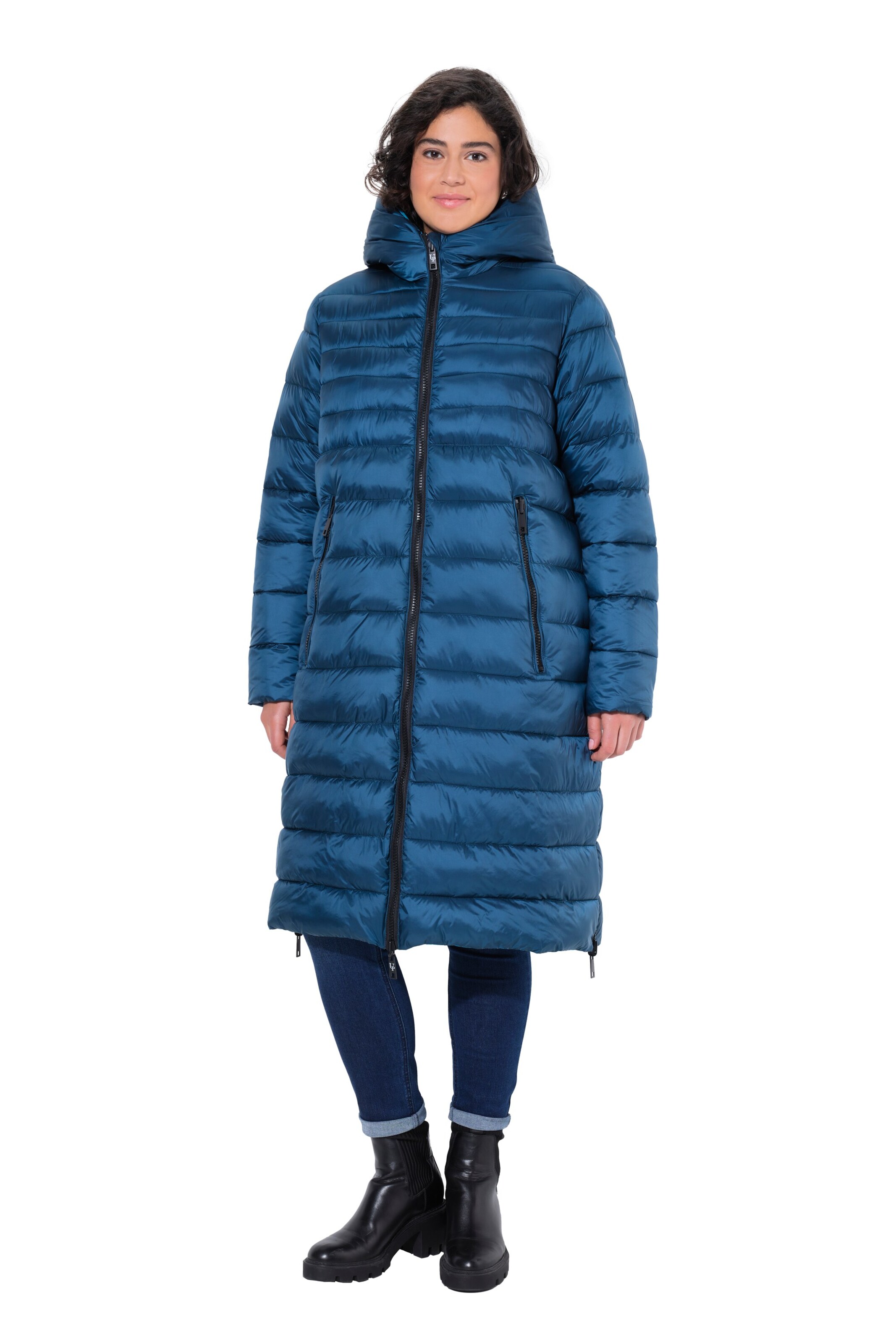 Ulla Popken Wintermantel in Blauw: voorkant