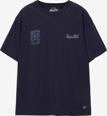 Pull&Bear Shirt 'PATH TO SELF DISCOVERY' in Blue: front