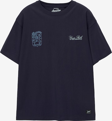 Pull&Bear T-Shirt 'PATH TO SELF DISCOVERY' in Blau: predná strana