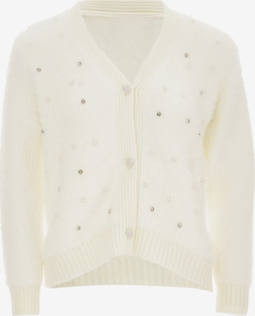 swirly Knit Cardigan in White: front