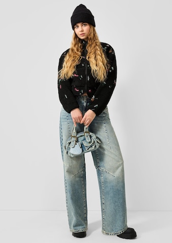 QS Fleece jas in Zwart: voorkant