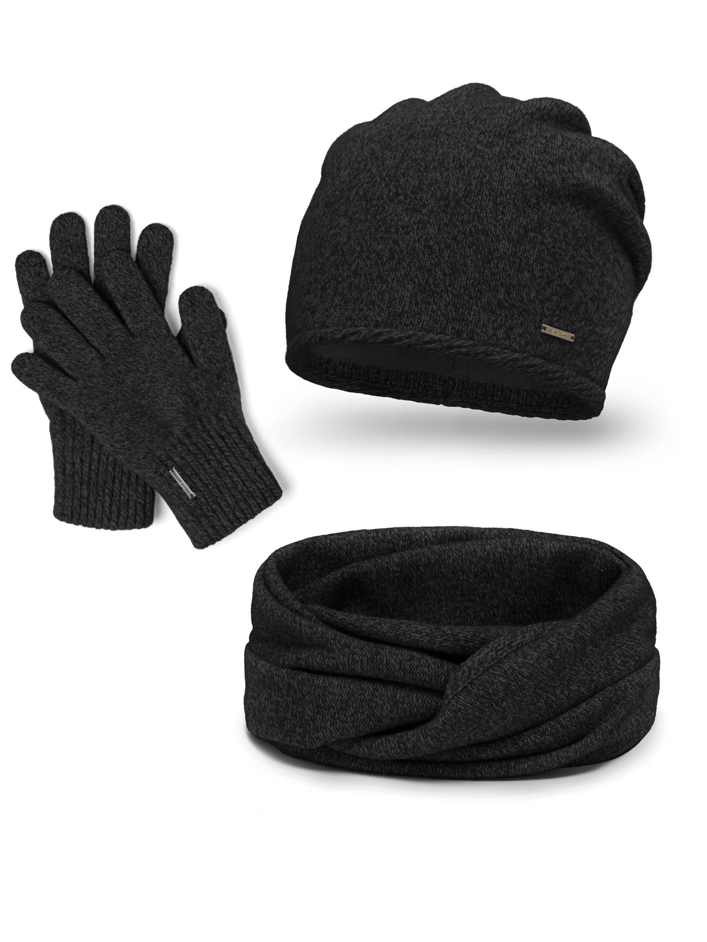 Vivisence Mütze '7087 Set'‌‌ in Schwarz: Vorderseite