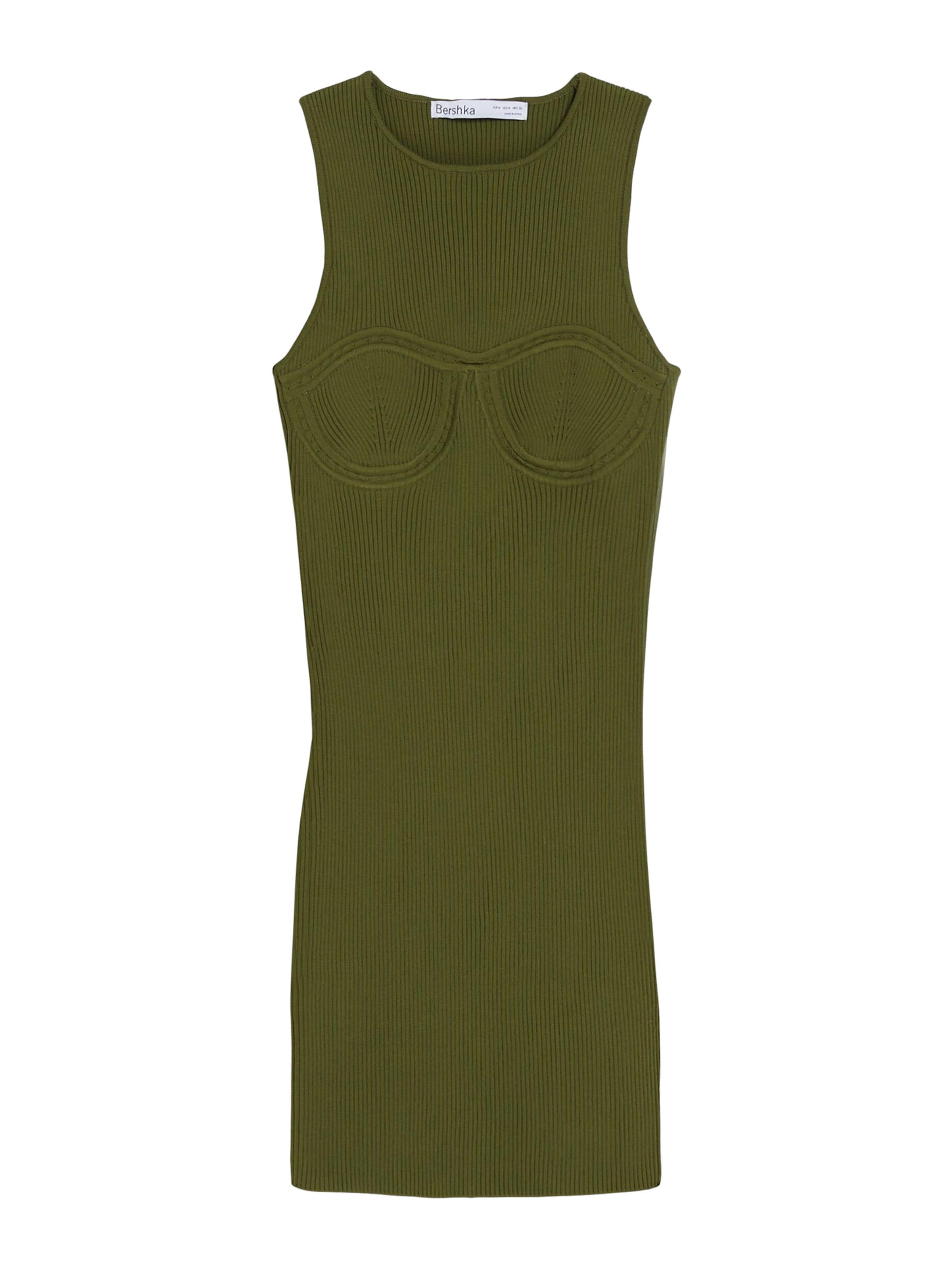 Robes en maille Bershka en vert : devant