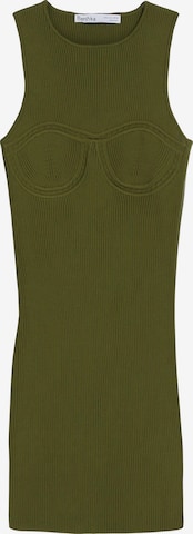 Bershka Gebreide jurk in Groen: voorkant