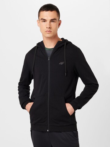 4F Sports sweat jacket in Black: front