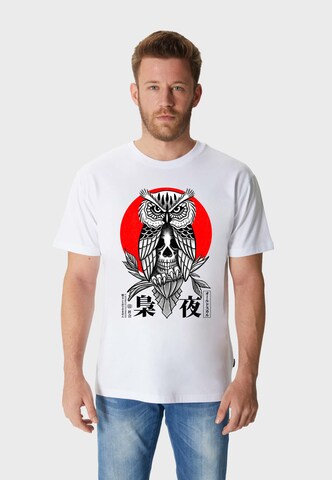 Oldskull T-Shirt 'ASIAN SECRET OWL SKULL' in Weiß: Vorderseite