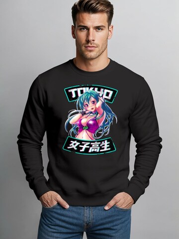 Neverless Sweatshirt 'Anime Girl' in Black: front